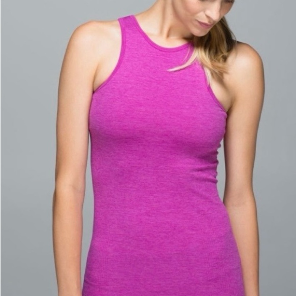 * Lululemon Heathered Seamless Tank Attached Bra SZ 8 * - Picture 2 of 16